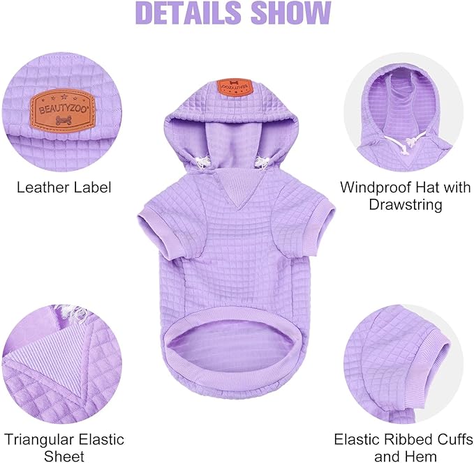 BEAUTYZOO Dog Sweaters for Large Dogs Girls Boys, Warm Winter Dog Hoodie Sweatshirt with Pocket & Leash Hole,Soft Waffle-Like Laminated Cotton Pet Clothes for Big Breeds Indoor Outdoor Cold Weather