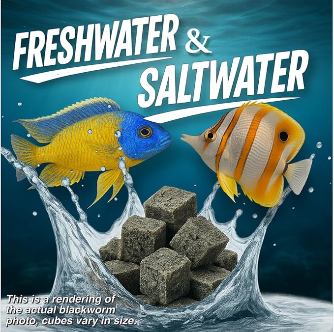 Super Cichlids Freeze Dried Blackworms with Color Boost - Great for Tropical & Marine Aquariums - High Protein, No Preservatives - Live Blackworms Replacement (25 Grams)