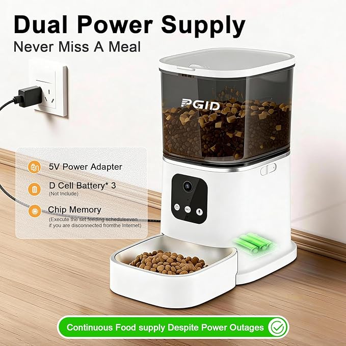 Automatic Cat Feeder with 400W Camera,2.4G Auto Dog Feeder w Night Vision,Pet Feeder w2-Way Audio,Timed Cat Feeders for Dry Food,Dogs Food Dispenser w APP Control 5L