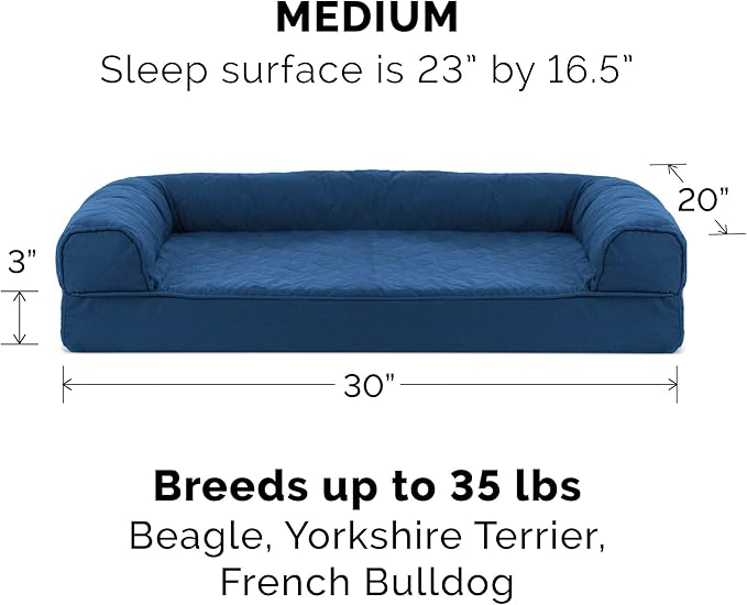 Furhaven Replacement Dog Bed Cover Quilted Sofa-Style, Machine Washable - Navy, Medium