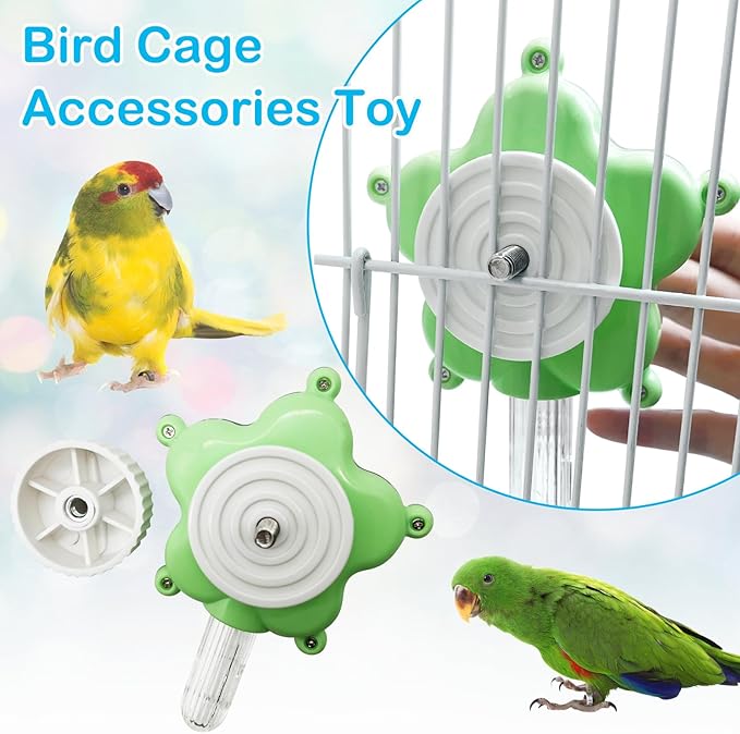 BNOSDM Bird Foraging Toys Cockatiel Foraging Wheel Parrot Cage Spinning Toys Parakeet Enrichment Puzzle Feeder Toy for Budgies Lovebirds Canaries (Transparent)