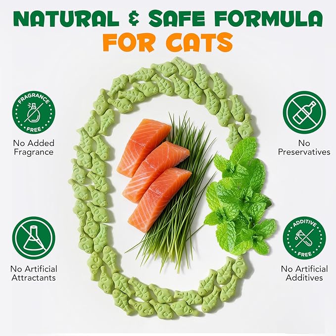 Cat Grass Treats, Cat Treats for Indoor Cats, Promotes Natural Hairball Passage, Reduce Plaque Build-Up Support Fresh Breath, Cats Dental Care Bites Kitten Snacks Training Biscuits, Catnip Flavour