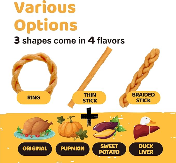 iPaw Turkey Dog Treats, All Natural Human Grade Dog Treat, Suitable for Training chew, US Sourced Raw Material, Hypoallergenic, Rawhide Alternative, Thin Stick (Duck Liver)