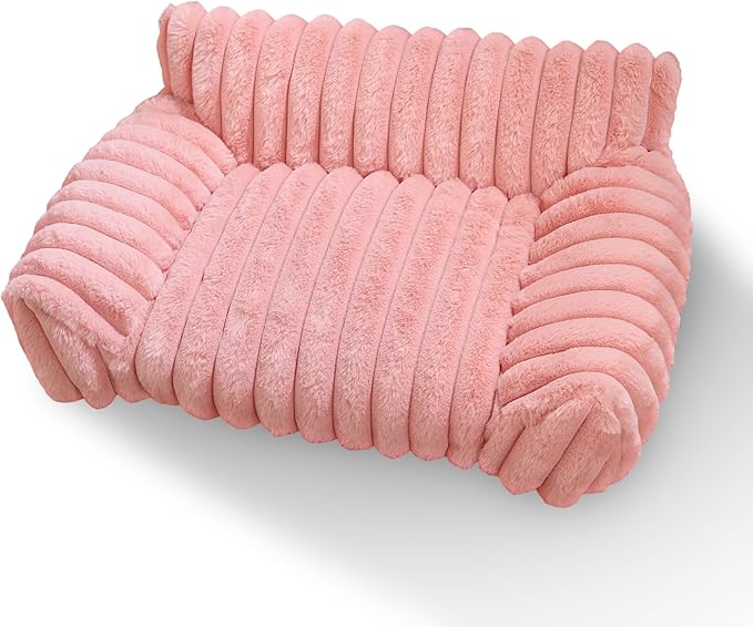Indoor Pet Sofa Bed | Cat Sofa Bed, Soft Square Pet Bed, Indoor Non-Slip Cat Bed, Comfortable Plush, Suitable for Small to Medium Cats and Dogs (White, M(23.62 * 17.71 * 9.84in))