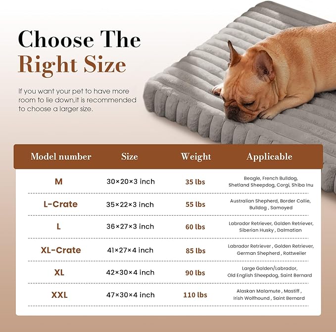 Dog Beds for Large Sized Dog, Orthopedic Pet Bed with Waterproof Lining, Soft Short Plush Surface & Egg Crate Foam, Machine Washable Pet Bed with Removable Cover & Anti Slip Bottom