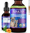 Flea and Tick Prevention Support for Cats and Dogs Natural Flea Treatment Drops with Multivitamin for Pets Oral Natural Supplement Flea and Tick Treatment Drops for All Breeds and Ages
