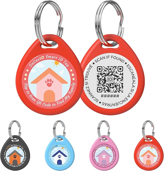 1 Pack Personalized Cat Tags,QR Code Pet ID Tags with Online Profile systerm,Editable Any Names and Phone numbles,Red,S