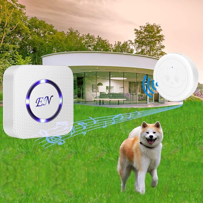 EverNary Dog Door Bell, Dog Door Bell for Potty Training, Dog Bells to Go Outside,Dog Door Bell for Dogs to Ring to Go Outside,Bells for Dog Training (2 Receiver 2 Transmitters, White)