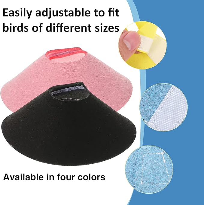 4Pack Bird Cone Collar, Anti-Grab Feather Plucking Wound Healing Safety Elizabethan Collar, Protective Recovery Cones for Budgerigar Cockatiel Lovebirds Cockatoo Parrots (XS)