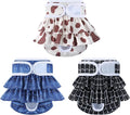 Reusable Dog Diapers Female 3 Pack Doggie Diapers for Period Heat Incontinence Puppy Training (X-Small, Animal Print)