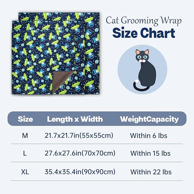 Paw Legend 21.7" Cat Wrap for Grooming Cat Wrap for Cutting Nails Cat Restraint for Nail Clipping Self Adhesive Blanket Restraint Cloth for Cats