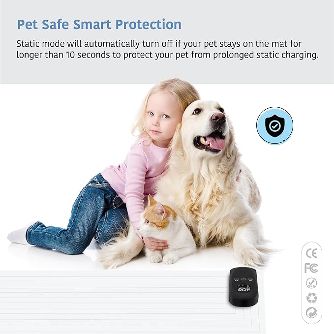 SVD.PET Pet Training Mat with Tester, 22" X 16", Pet Shock Pad, Dogs & Cats Electronic Repellent mat for Indoor, 3 Training Modes, 5 Levels, Pet Safe Mode (Black Controller)