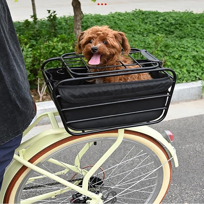 Portable Dog Carrier Bicycle Cargo Rack,Bike Rear Basket,Pet Carrier for Small Dogs & Cats, Picnics, Shopping