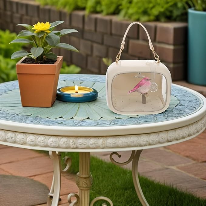 BESPORTBLE Portable Bird Travel Cage Carrier with Perch and Detachable Food Box, Breathable Lightweight Parakeet Transport Cage for Outdoor Use and Vacation
