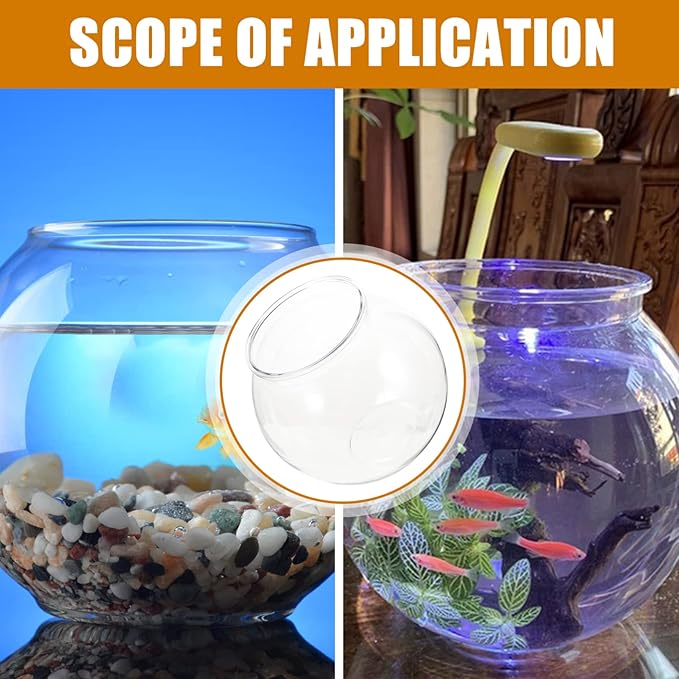 POPETPOP Plastic Fish Bowl Small Fish Tank: Transparent Small Aquarium Fish Bowls for Centerpieces Round Plastic Fish Bowl for Betta Fish Candy Party Favors, 7.07X7.07X6.29in