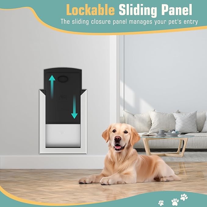 Large Dog Door for Wall, Heavy Duty Pet Door with All Aluminum, Sliding Lock Panel Doggy Door for Exterior Wall,for Pets Up to 110 lbs.