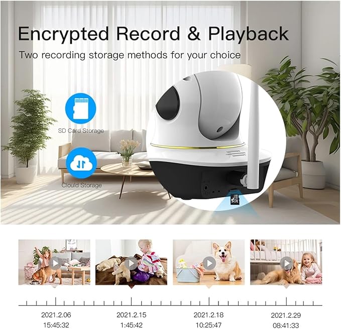 1080P WiFi Camera Indoor IP Camera Pet Monitor 360° PTZ Home Security Surveillance Motion Detection(U/S,Camera No Card)