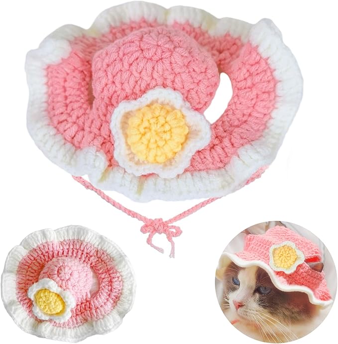 Cat Hat for Cats, Pet Cute Halloween Christmas Party Costume Accessories Headwear Comfortable for Puppy Cat Kitten Pet Puppies 11-14" (Pink)