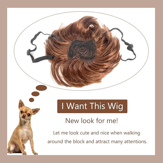 Dog Wig Pet Costumes, Cat Costume Synthetic Accessories Small Dog Headwear for Halloween Christmas Eve Festival Party Decor, Head Wear Apparel Toy (B)