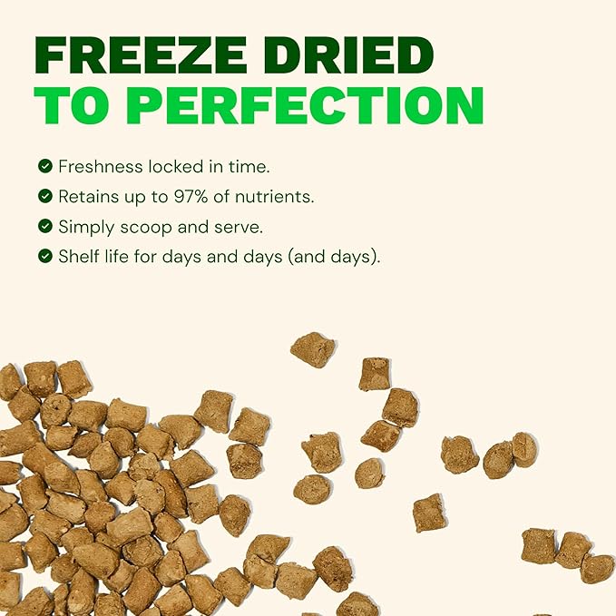 Get Joy Freeze Dried Raw Beef Meal, High Protein Grain Free, Dry Dog Food Meal Mixer and Topper, with Probiotics for Gut Health, Made with 100% USDA Organ Meat, for All Breeds and Ages, 16oz Bag