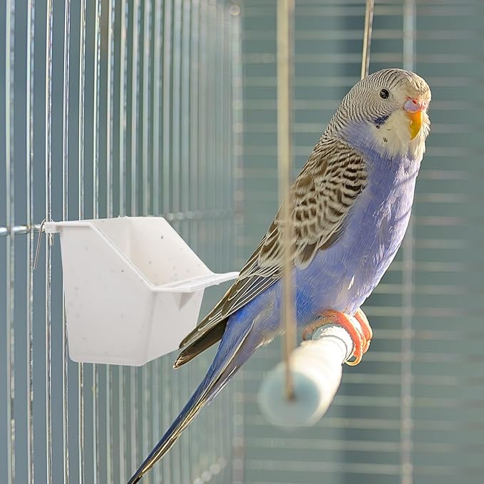 LemonRoad 3 Pcs Bird Cage Feeders Winged Plastic Cup Universal Cage Waterer Milky White Food Dishes Bowl Pet Supplies Accessories for Small Bird