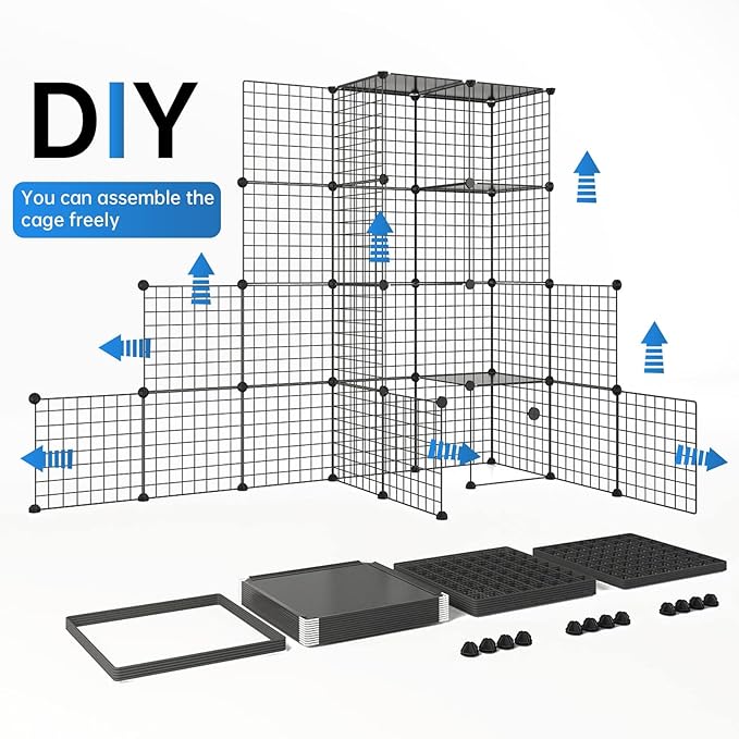 Oneluck 5-Tier Extra Large Cat Cages Indoor, 69 Inch Enclosure, Catio DIY Cat Playpen Detachable Metal Wire Kennels Cat Crate Exercise Place Ideal for 1-4 Cats (Without Platform)