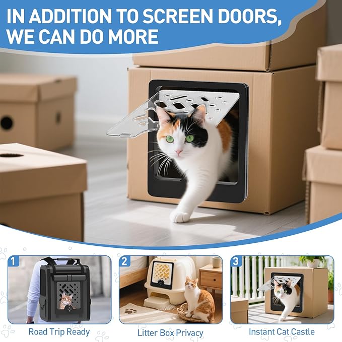 Multi-Use Small Pet Door – for Litter Box, Cabinet, Cage & DIY Projects – Privacy Door Flap for Cats, Rabbits & Small Dogs (9.8" x 11.8" Cutout, Easy Install)