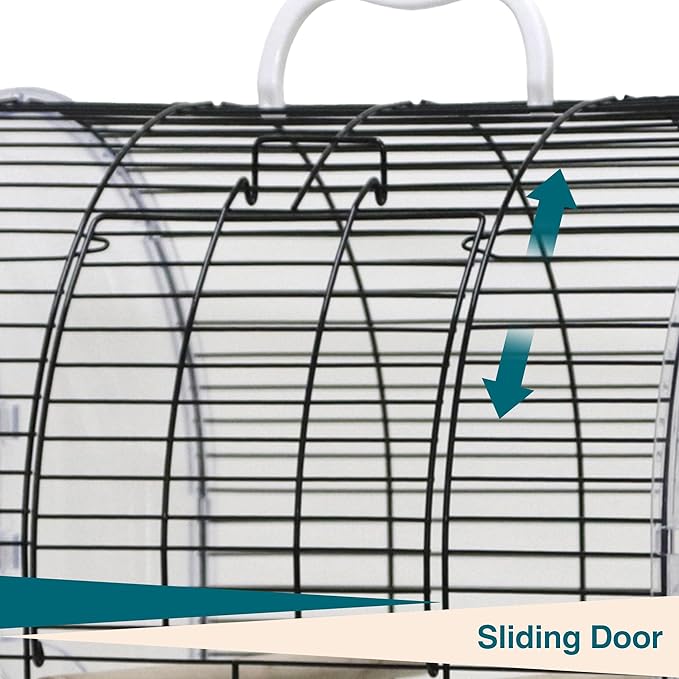 Portable Bird Cage with 2 Perches, Bird Travel Carrier with Food Bowls & Tray, Transparent Plastic Parrot Cages for Cockatiels Lovebirds Canaries Budgies