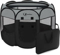 Dark Grey Dog Cat Playpen, Puppy Pet Playpen, Small Dogs Tent Crates Cage Indoor/Outdoor, Portable Pop Up Dog Kennel Playpen with Carrying Case for Dogs/Cats/Rabbits