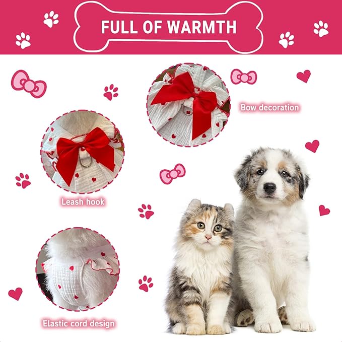 TAPBULL Dog Dresses, Fashionable Pet Dog Clothes with Heart Design, Cute Cat Birthday Dress Outfit (Pink/Red/Blue/Purple/Black 5-Pack), X-Small