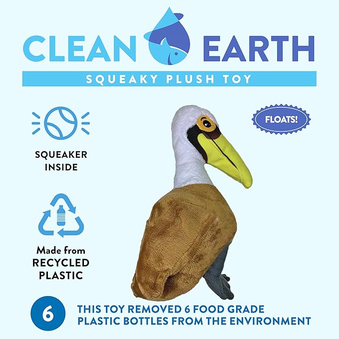 Spunky Pup Clean Earth Plush Pelican | Made from 100% Recycled Water Bottles | Small