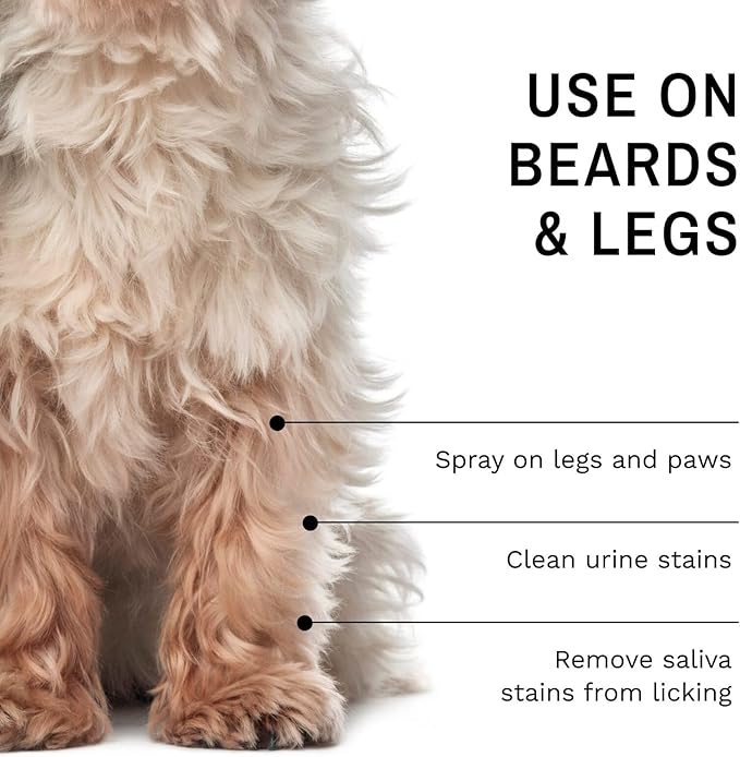 Eye Envy Beard Stain Remover Spray for Dogs/Cats. 100% Natural, Safe. Remove Stains from Drooling, Saliva, Food, Runoff from Tearing. Treats The Cause. Removes Odors. Keeps Dog Beards Clean. 8oz