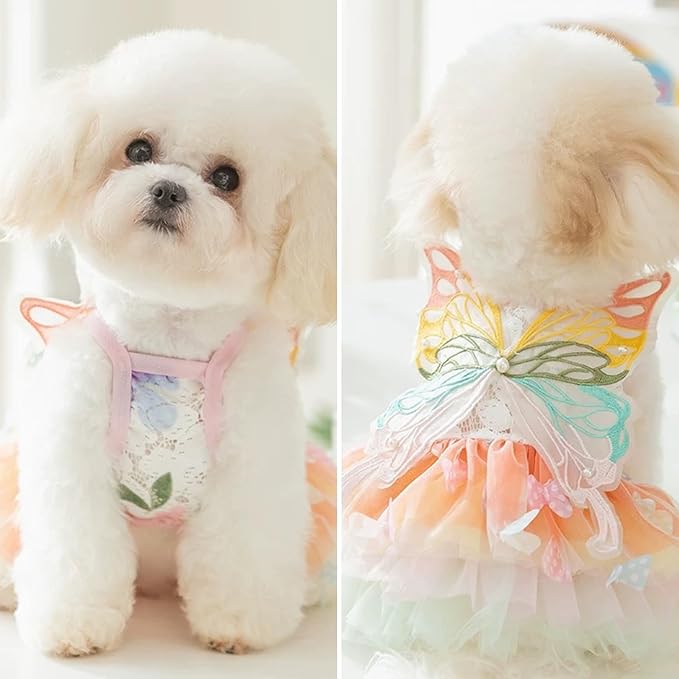 Cat/Small Dog Pretty Fairy Costume Clothing - Cute Dress Outfit for Spring Halloween Christmas Girl Party (XL)