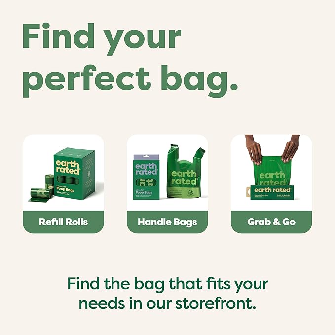 Earth Rated Dog Poop Bags with Handles, Extra Wide, Easy Tie and Guaranteed Leakproof, Unscented, 120 Handle Bags