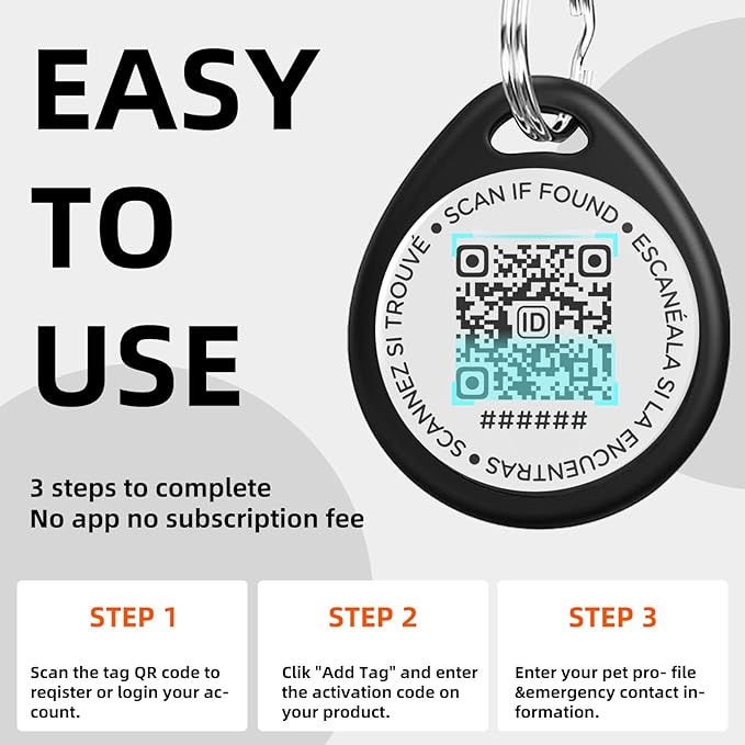 2 Pack Personalized Dog Tags,QR Code Pet ID Tags with Online Profile systerm,Editable Any Names and Phone numbles,Blue&Pink,L