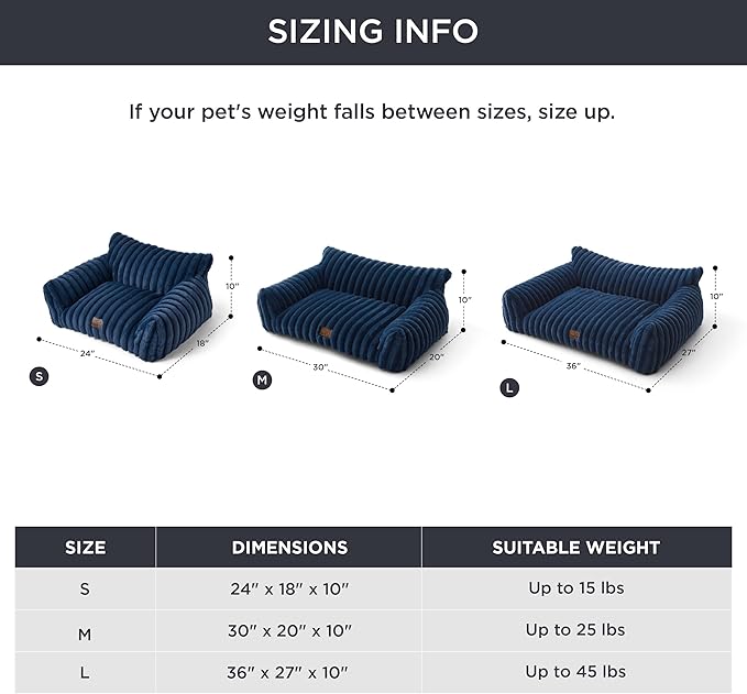 Bedsure ComfyFleece™ Cute Cat Couch for Pets - As Seen on TV on Good Day New York, Small Medium Dog Bed, Supportive Couch Bed for Small Dogs, 30 Inch, Night Blue