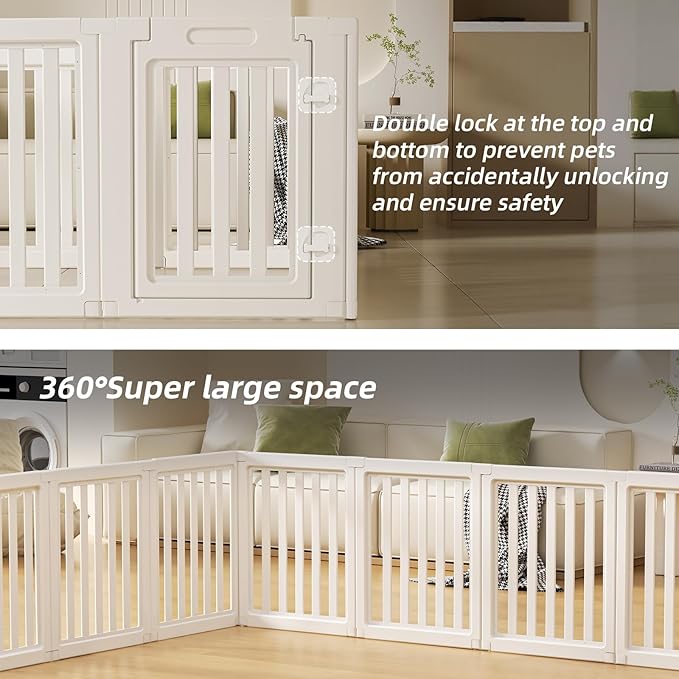 Clear Dog Play Pen,Pet Playpen with Door,Easy to Clean and Install Puppy pens for Both Indoor and Outdoor use (White, 30.3" Height, 8PCS)