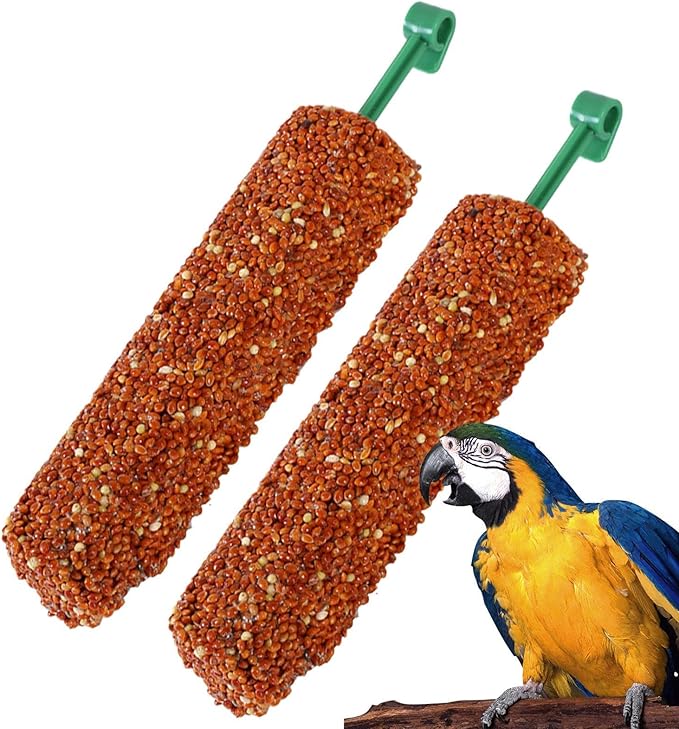 Bird Treat Stick Set, Chewing Training Reward Snacks, Multi Species Nutrition for Cockatiel Finch and Parrot, Natural Seed Blend Formula, Free Hanging Design, Healthy Enrichment Support