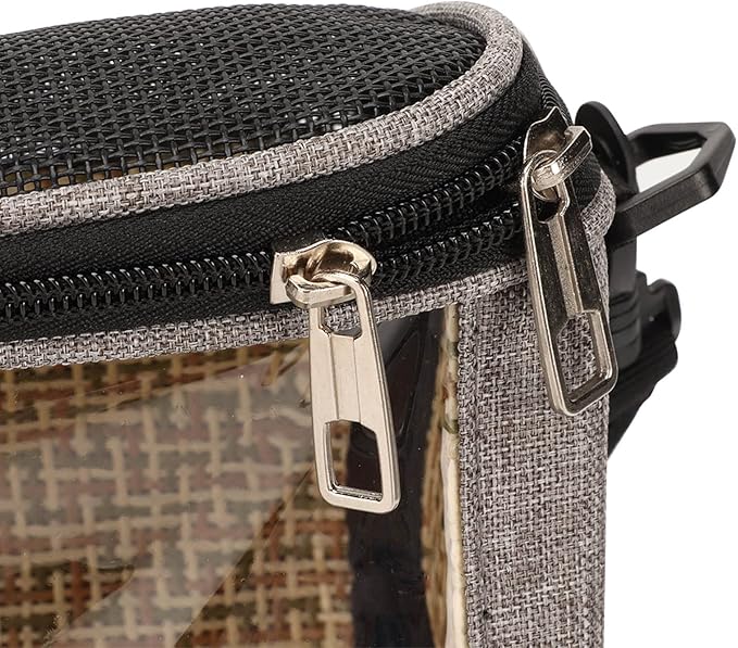 Transparent Bird Carrier Bag, Portable Parrot Travel Cage, Lightweight Breathable Backpack for Cockatiels Parakeets Small Birds with Rattan Weaving, Side Pockets and Two - Way Zipp (Gray)