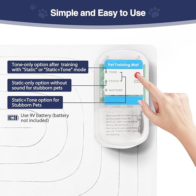 PAPARELA Scat Shock Mat for Dogs and Cats Indoor, Pet Shock Mats for Training Pets, Electric Repellent Mat Keeps Dogs and Cats Off Counter, Couch and Sofa, 3 Training Modes (22"x 14" Two Pieces)