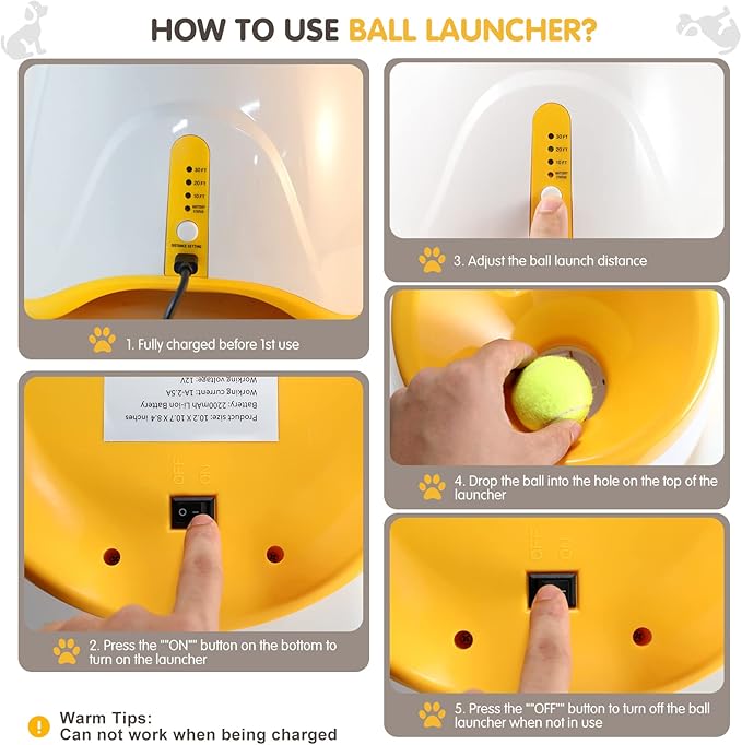 Automatic Dog Ball Thrower with 3 Interactive Tennis Balls, Electric Pet Dog Ball Launcher Interactive Dog Toy,Adjustable Distance Settings for Indoor and Outdoor Play