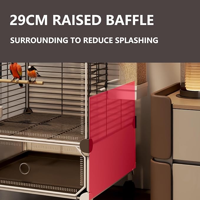 Large Parrot Cage with Acrylic Doors, 4 Casters, Perch & Feeder, Detachable Drawer, Ideal for Cockatiels, Budgies, Conures, Indoor/Outdoor Use – Spacious White Birdcage (White, 72 * 36 * 142)