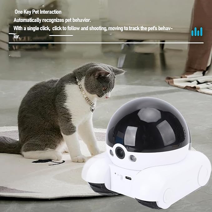Pomya Home Camera Robot on Wheels, 1080P Double Lens Movable Pet Camera, App Remote Control, One Key Following Shots, Two Way Talking for Family Use