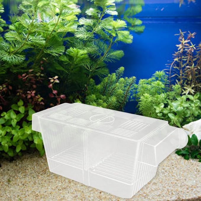 2PCS Clear Aquarium Breeding Box with 2 Divider Suction Cup for Fish Shrimp Fry Protections and Isolation Fish Breeding Tanks