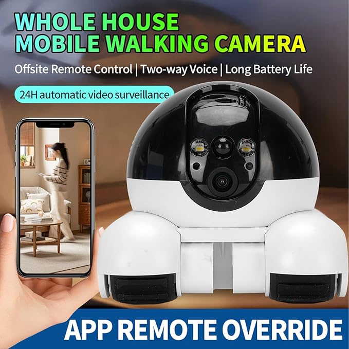 Zunate 4G Movable Pet Camera with Dual Lens, 1080P Indoor Home Security Cam, 2 Way Audio, 5200mAh Rechargeable Battery, Remote APP Control for Dogs Cats Monitoring (32G 300W)