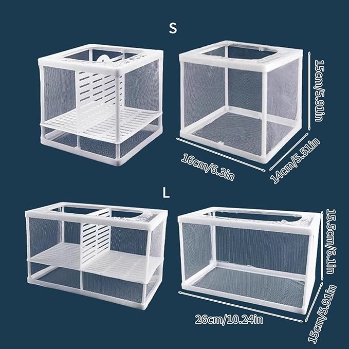 2PCS Protective Aquariums Breeding Cage Netting Nursery Tanks with Suction Cup for Fry Rearing and Secure Observation Fish Breeding Box with Suction Cup