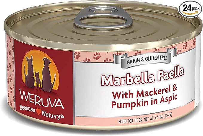 Weruva Classic Dog Food, Marbella Paella with Mackerel & Pumpkin in Aspic, 5.5Oz Can (Pack of 24)