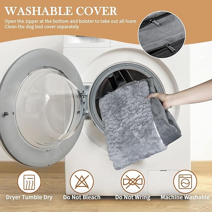 Comfort Expression Orthopedic Dog Bed for Small Dogs 20x14 Inch, Waterproof Supportive Egg Crate Foam Small Pet Bed with Removable Bolsters, Dog Couch with Washable Cover & Non-Slip Bottom, Grey