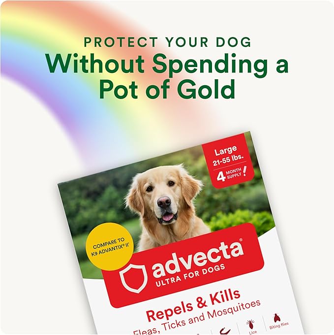 Advecta Ultra Flea and Tick Prevention for Dogs - Large Dog Flea and Tick Treatment & Control - Mosquito Repellent - Fast Acting Waterproof Topical Drops, 6 Month Supply