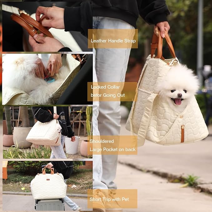 Small Dog Bag Car Safety Seat Pet Totes,Dual USE,Puppy Purse Fashion Woman Style,Trained Small Puppies Kennel Cat Pups Totes for Car Safe Seat (Pink)